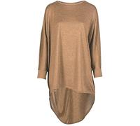 Shop Nova® Women Plain Oversized Long Sleeve Batwing Dip Hem Baggy Ladies Loose Top Plus (Mocha, 16)
