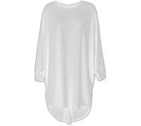 Shop Nova® Women Plain Oversized Long Sleeve Batwing Dip Hem Baggy Ladies Loose Top Plus (White, 22)