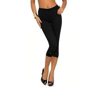 Shop Nova® Womens Ladies ¾ Cropped Capri Lace Trim Leggings Stretchy Soft Tights Yoga Pants Elasticated Waist Shorts for Jogging UK 8-26 (Black, 12)