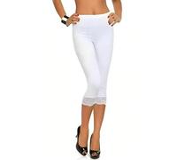 Shop Nova® Womens Ladies ¾ Cropped Capri Lace Trim Leggings Stretchy Soft Tights Yoga Pants Elasticated Waist Shorts for Jogging UK 8-26 (White, 26)