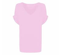 Shop Nova® Women's New Plus Size Womens Short Turn Up Sleeve Baggy Plain Top Ladies V-Neck T-Shirt 8-26 (Baby Pink, 26)