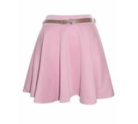 Shop Nova® Womens Plain/Check Tartan Print Belted Skirt Elasticated Waist Skirts Ladies Stretch Flippy Short Flared Mini Skater Size UK 8-26 (Baby Pink, 10)