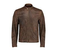 SHOP OF JACKETS LIMITED Mens Real Leather Biker Cafe Racer Vintage Motorcycle Brown Genuine Leather Jacket (M)