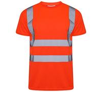 Shop Online Hi Viz Vis Crew Neck T Shirt Short Sleeve High Visibility Reflective Tape Safety Security Round Neck Work Top (Extra Large, Orange)
