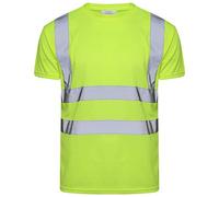 Shop Online Hi Viz Vis Crew Neck T Shirt Short Sleeve High Visibility Reflective Tape Safety Security Round Neck Work Top (Large, Yellow)