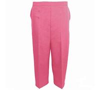 Shop Online Ladies Womens 3/4 Length Stretch Half Elasticated Waist Capri Cropped Leg Trousers Plus Size UK 10-26 (Cerise, UK 22)