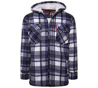 Shop Online Men's Padded Check Shirt Fur Lumberjack Collared Quilted Jacket Warm Thermal Casual Workwear Top Fleece Lumber Jack Padded Shirts (Blue/Hooded, 3XL)