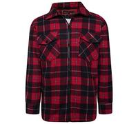 Shop Online Men's Padded Check Shirt Fur Lumberjack Collared Quilted Jacket Warm Thermal Casual Workwear Top Fleece Lumber Jack Padded Shirts (Red, 2XL)
