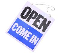 Shop Open Sign PVC Double Sided Clock Design Welcome Door Board | Blue Square Plastic Hanging Plaque, Large Lettering, Tear-proof Construction, Return Time Display for Offices and Shops