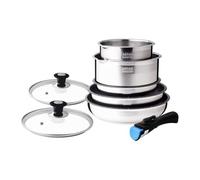 SHOP-STORY - AM2493: Arthur Martin 8-Piece Cookware Set Stainless Steel Pans and Saucepans with Accessories, All Heat Sources Including Induction