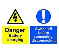 Shop warehouse signs Danger battery charging switch off before connecting disconnecting fork-lift vehicles safety sign - 3mm Aluminium sign 400mm x 300mm