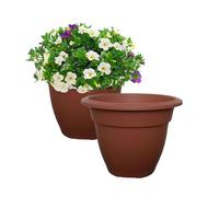 Shop4allsorts 2 x Terracotta Colour 20cm small round bell plant pot - plastic plant pot - small indoor and outdoor garden planter - traditional bell shape pot.