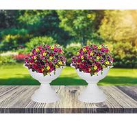Shop4allsorts 2 x White Grecian Urn Patio Planters Plastic Garden Plant Pot Flower Bowl 42cm