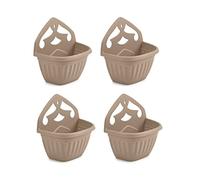 Shop4allsorts 4 x Small 32cm Athens Wall Planter Basket Garden Flower Pot Plastic Taupe Colour Pot