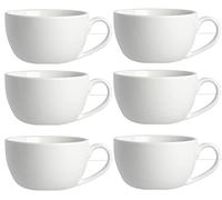 Shop4allsorts 6 Cappuccino Cups Large White Porcelain Round Cup 10oz 30cl Hot Drink Mug