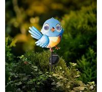 Shop4allsorts Blue Bird Solar Powered LED Stake Light - Solar Garden Light - Animated Blinking Eyes With Cool White LEDs and Automatic Light Function - Decorative Bird Garden Stake Path Light - 78cm