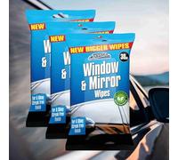 Shop4allsorts Car window and mirror glass cleaning wipes smear free window cleaner wipes for car cleaning dirt remover headlight cleaner for a streak free clean and shiny finish 3 packs of 30 wipes.