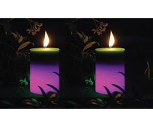 Shop4allsorts Citronella Colour Changing Pillar Candle Set of 2, Multi, Wax, Outdoor