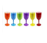 Shop4allsorts Coloured Plastic Wine Glasses Goblets Pack Of 6 Two Tone Champagne Cocktail Drinks