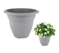 Shop4allsorts Grey 38cm medium round bell plant pot - plastic plant pot - medium sized indoor and outdoor garden planter - traditional bell shape pot - herb and flower planter.
