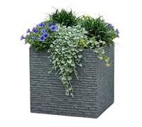 Shop4allsorts Large Square Brick Effect Planter - Ash Grey Outdoor Plant Pot - Slate Brick Style Square Plastic Garden Plant Pot - Garden Balcony, Patio Flower Planter 38cm x 38cm x 39cm
