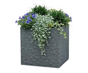 Shop4allsorts Large Square Brick Effect Planter - Ash Grey Outdoor Plant Pot - Slate Brick Style Square Plastic Garden Plant Pot - Garden Balcony, Patio Flower Planter 38cm x 38cm x 39cm