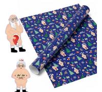 Shop4allsorts Rude Santa Christmas Wrapping Paper Roll Blue Funny Novelty Gift Wrap 15M X 50Cm
