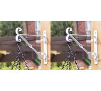 Shop4allsorts Set Of 2 White Hanging Basket Bracket 12 Inch 30cm Metal Flower Basket Support Hook