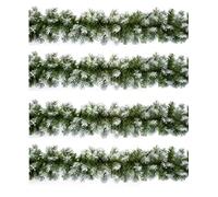 Shop4allsorts set of 4 - snow tipped christmas garland decoration - premier artificial green tree garland - stair fireplace garland - christmas decoration - 270cm 2.7m x 20cm