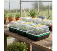 Shop4allsorts Set Of 6 Small Windowsill Propagator Set - Reusable Seed Tray With Lid - Mini Propagator Seed Tray, Gravel Tray & Clear Vented Cover - Germination Tray Set - 21cm.