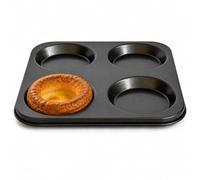 Shop4allsorts Yorkshire Pudding Tray - Large 4 Cup Tin - Shallow Baking Tin - Carbon Steel Non Stick Oven Tray - Makes 4 Large Yorkshire Puddings