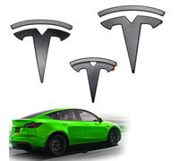 Shop4EV Emblem Logo for Tesla Model Y Black Matte Set of 3 Pieces Front/Rear/Steering Wheel Accessories (Tesla Model Y)