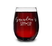 Shop4Ever Grandma's Sippy Cup Engraved Stemless Wine Glass Mother's Day Gift for Grandma