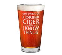 shop4ever I Drink Cider and I Know Things Laser Engraved Beer Pint Glass Funny Drinking Cider Beer Glass