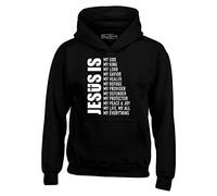 shop4ever Jesus is My Everything My God My Lord My Savior Christian Hoodie Sweatshirts, Black, S