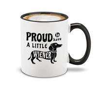 shop4ever Proud to Have a Little Wiener Ceramic Coffee Mug Tea Cup, Funny Dachshund Dog Mom Gift 11 oz. (Black Handle)