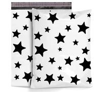 Shop4Mailers 10 x 13 Black and White Stars Poly Bag Mailer Envelopes 2 Mil (100 Pack, BW Star)
