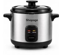 Shopage Rice Cooker Small 0.8L 350W, Mini Rice Cooker Stainless Steel, Electric Rice Maker with Glass Lid, Cook & Keep Warm Indicators, Compact Rice Cooker for 1-2 People, Students & Small Kitchens
