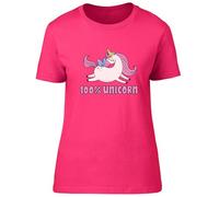 Shopagift 100% Unicorn Celebrating Unicorn Day Womens T-Shirt Ladies Tee