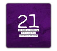 Shopagift 21st Birthday 2 Pack Coasters Twenty One 21 Big Grown Up Number - 9cm x 9cm