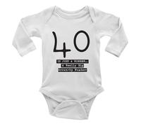 Shopagift 40th Birthday Baby Vest Bodysuit Fourty 40 Big Grown Up Number Boys Girls L/S
