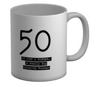 Shopagift 50th Birthday Mug Fifty 50 Big Grown Up Number White 11oz Large Ceramic Cup