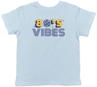 Shopagift 80's Vibes Kids T-Shirt 1980 Pop Rock Hip Hop Music Metal Punk Childrens Tee Boys Girls Light Blue