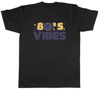 Shopagift 80's Vibes Mens T-Shirt 1980 Pop Rock Hip Hop Music Metal Punk Tee Black