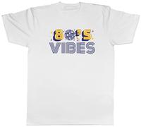 Shopagift 80's Vibes Mens T-Shirt 1980 Pop Rock Hip Hop Music Metal Punk Tee White