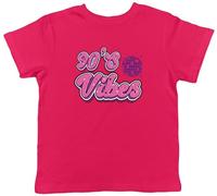 Shopagift 90's Vibes Kids T-Shirt 1990 Grunge Rock Rap Hip Hop Pop R&B Music Childrens Tee Boys Girls Pink