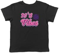 Shopagift 90's Vibes Kids T-Shirt 1990 Grunge Rock Rap Hip Hop Pop R&B Music Childrens Tee Boys Girls Black