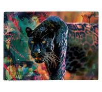 Shopagift Abstract Panther Big Cat Glass Chopping Board Large Kitchen Worktop Saver 39cm x 28cm