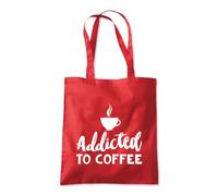 Shopagift Addicted to Coffee Caffeine Funny Tote Shopping Beach Bag 10 Litres Capacity - 42cm x 38cm
