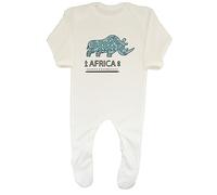 Shopagift Africa Baby Romper African Pattern Rhino Boys Girls Gift White
